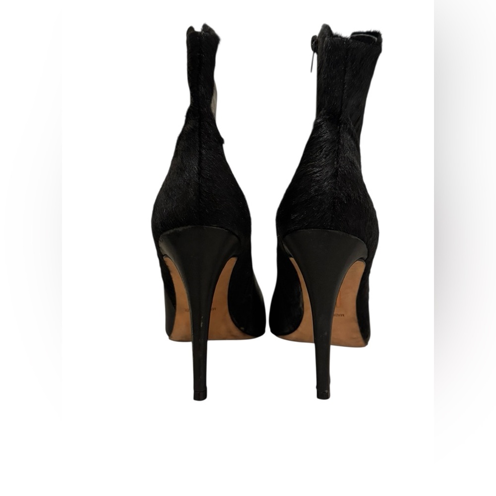 Madison Harding Steven Black Leather & Calf Hair Heeled Booties Size 9 - Picture 5 of 9